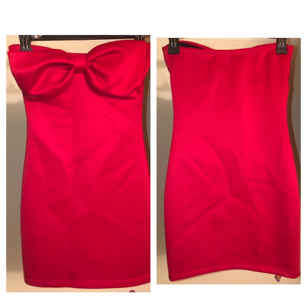 Red mini bow dress